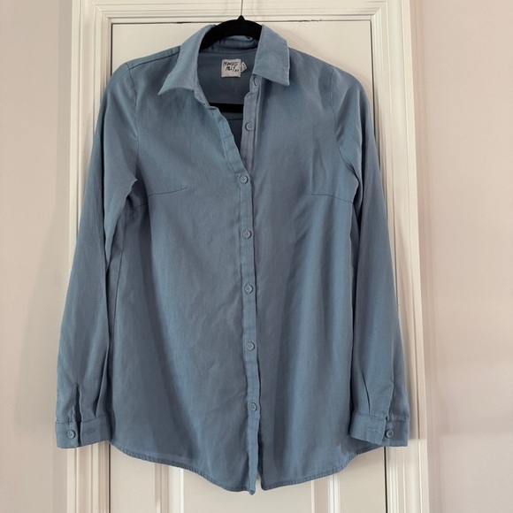 Princess Polly Chloe Slate Button Down - Top Only - 
 Blue Blouse Size 2 - Picture 4 of 9